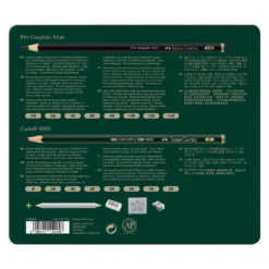 Faber-Castell PITT Graphite Matt & Castell 9000 Pencil Set Of 20 -Painting Tool Shop 115224 Pitt Graphite Matt Castell 9000 tin of 20 High Res 78096