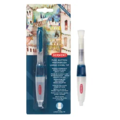 Derwent Push Button Waterbrush - Single -Painting Tool Shop 2305824 Push Button Large Chisel Tip Waterbrush FOP and Loose