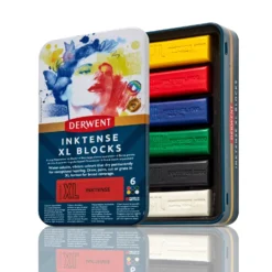 Derwent Inktense XL Blocks Tin Of 6 6 Derwent Inktense XL Blocks Tin Of 6 -Painting Tool Shop 2306161 Derwent Inktense XL Blocks Tin 6 Hero Open Lid