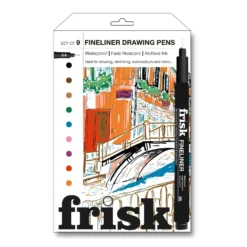 Frisk Coloured Fineliners - Set Of 9 Assorted Colours - 0.5mm
