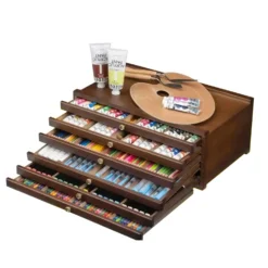 MEEDEN Artists Supplies Storage Box 6 Drawer - Walnut Finish -Painting Tool Shop 6 Drawer Artist Supply Storage