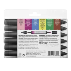 Winsor & Newton Promarker Watercolour Set Of 6 - Floral Tones -Painting Tool Shop 884955073933 W NPROMARKERWATERCOLOURFLORALTONESX6SET BACK 884955073933 HighResolution