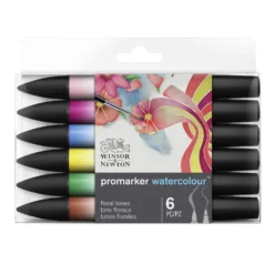 Winsor & Newton Promarker Watercolour Set Of 6 - Floral Tones -Painting Tool Shop 884955073933 W NPROMARKERWATERCOLOURFLORALTONESX6SET FRONT 884955073933 HighResolution