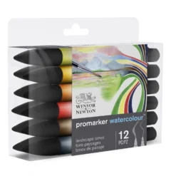 Winsor & Newton Promarker Watercolour Set Of 12 - Landscape Tones -Painting Tool Shop 884955073940 W NPROMARKERWATERCOLOURLANDSCAPETONESX12SET ANGLE 884955073940.TIF 2d28cdcd 4115 4b6f b4a6 13124bce7d8c