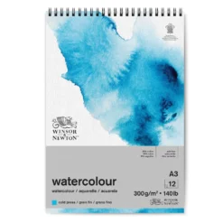 Winsor & Newton Watercolour Spiral Bound Pads - 140lb/300gsm -Painting Tool Shop 884955076507 WN WATERCOLOUR PAD WIRE O COLD 300 A3 884955076507 FRONT