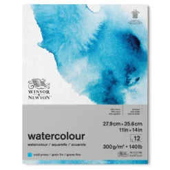 Winsor & Newton Watercolour Gummed Pads - 140lb/300gsm -Painting Tool Shop 884955076576 WN WATERCOLOUR PAD COLD 300 28X36 884955076576 FRONT High Resolution