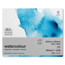 Winsor & Newton Watercolour Gummed Pads - 140lb/300gsm -Painting Tool Shop 884955076590 WN WATERCOLOUR PAD COLD 300 41X51 884955076590 FRONT High Resolution