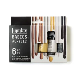Liquitex Basics Acrylic - Set Of 6 X 22ml - Metallics And Iridescents
