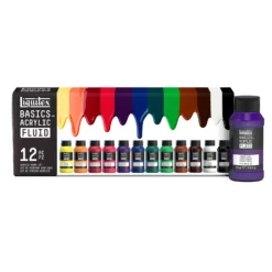 Liquitex Basics Acrylic Fluid - 118ml - Set Of 12 Assorted Colours