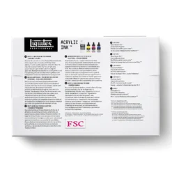 Liquitex Acrylic Ink Set - Pouring Technique - Primary Colours -Painting Tool Shop 887452997382 LQXACRYLICINKSET3X30MLPOURING PRIMARYCOLORS BACK 887452997382