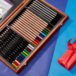Derwent Academy Wooden Box Set Of Coloured Pencils -Painting Tool Shop Academy Wooden Pencils 6