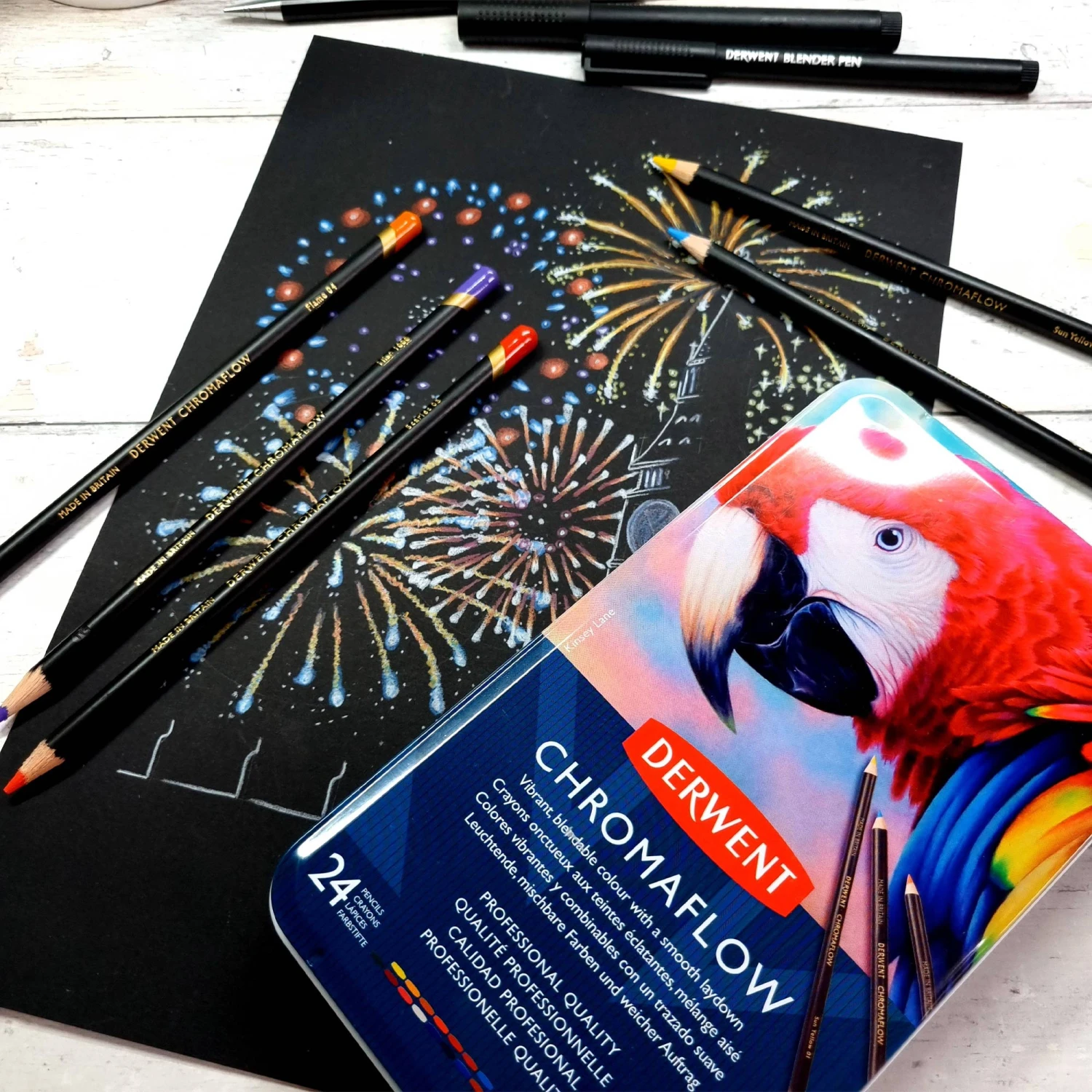 Derwent Chromaflow Pencils - Set Of 24 - FREE Set Of 2 Blender Pens 3 Derwent Chromaflow Pencils - Set Of 24 - FREE Set Of 2 Blender Pens - Image 3