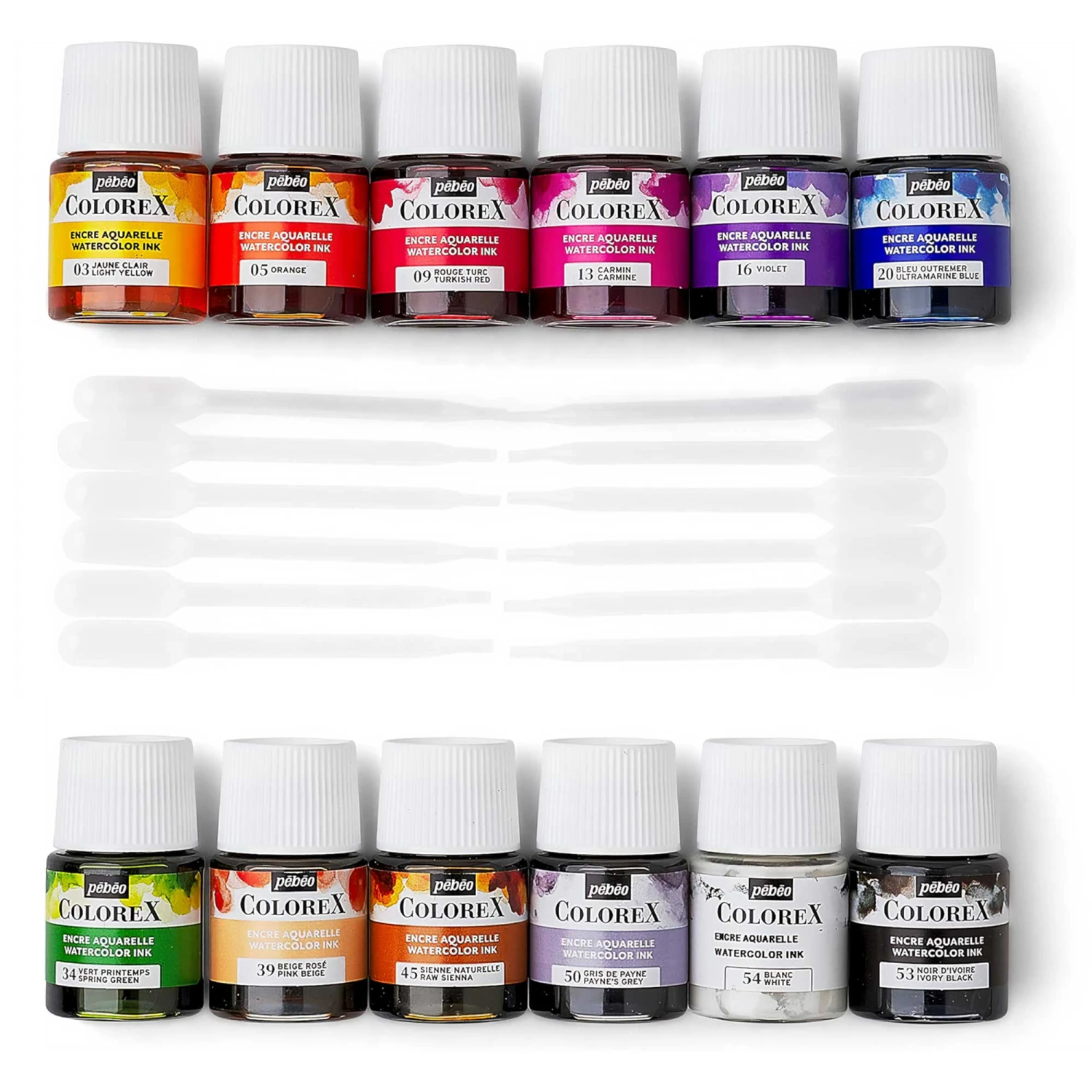 Pebeo Colorex Watercolour Ink Essential Colours - Set Of 12 X 20ml - Image 2