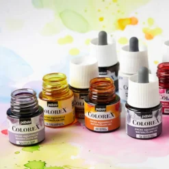 Pebeo Colorex Watercolour Ink Essential Colours - Set Of 12 X 20ml -Painting Tool Shop Colorex Watercolour Essential Kit 3