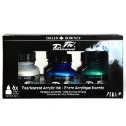 Daler-Rowney FW Pearlescent Inks Set - Includes FREE ARTdiscount Watercolour Brush Set (RRP. £14.63)