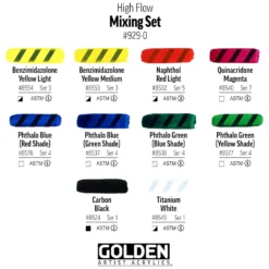 Golden High Flow Artist Acrylics Mixing Set Of 10 X 30ml -Painting Tool Shop Golden colour mixing colours