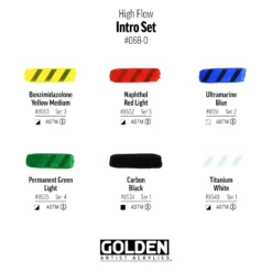 Golden High Flow Artist Acrylics Intro Set Of 6 X 30ml -Painting Tool Shop Golden high flow acrylics set6 colours