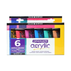 Daler-Rowney Graduate Acrylic Metallic Paints Set Of 6 X 75ml
