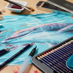 Derwent Inktense Watercolour Ink Pencils - Tin Of 36 Assorted Pencils -Painting Tool Shop Inktense Pencils Sample