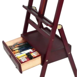 MEEDEN Forward Tilt H Frame Floor Easel With Drawer - Deep Walnut 17 MEEDEN Forward Tilt H Frame Floor Easel With Drawer - Deep Walnut -Painting Tool Shop MEEDEN EASEL