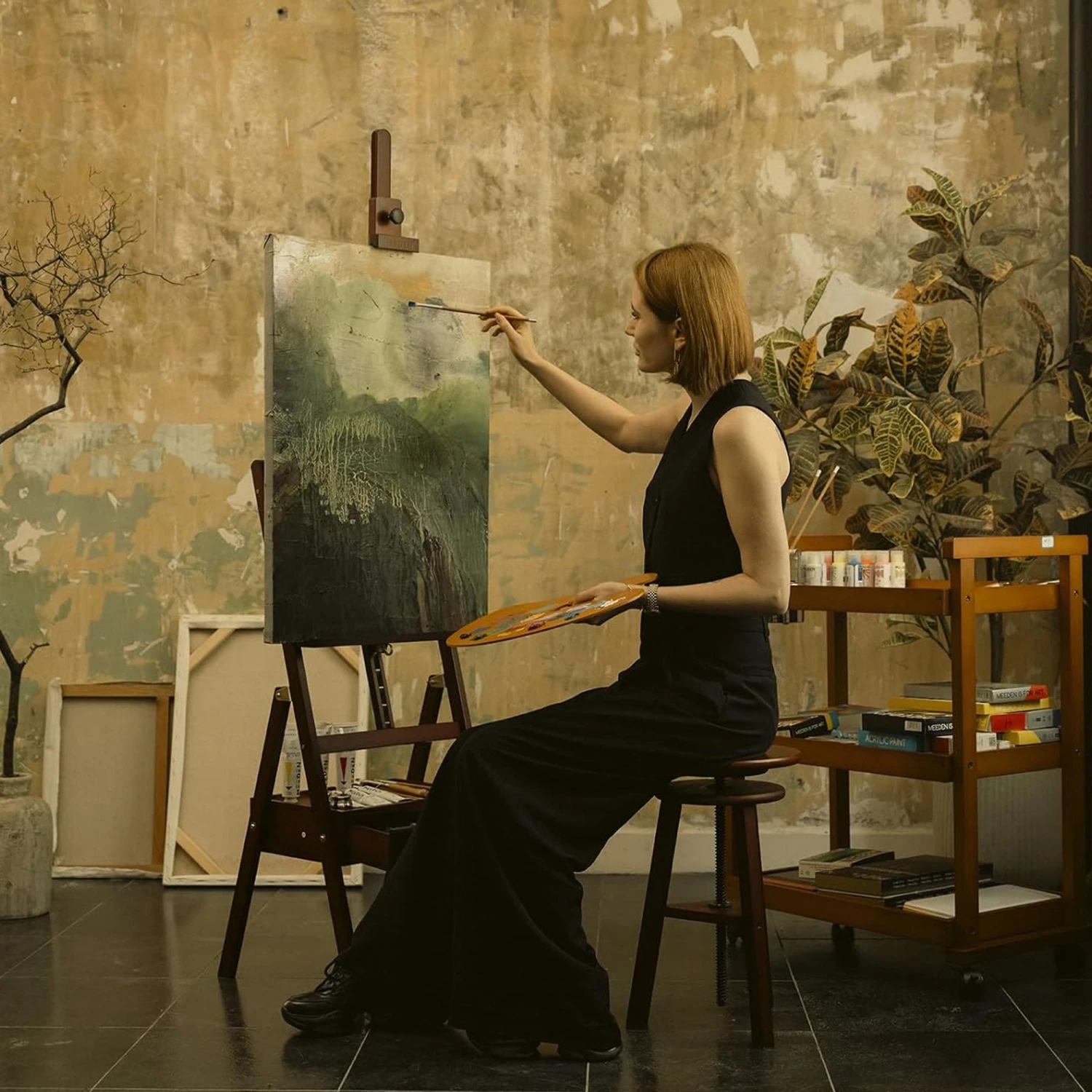 MEEDEN Forward Tilt H Frame Floor Easel With Drawer - Deep Walnut 9 MEEDEN Forward Tilt H Frame Floor Easel With Drawer - Deep Walnut - Image 9