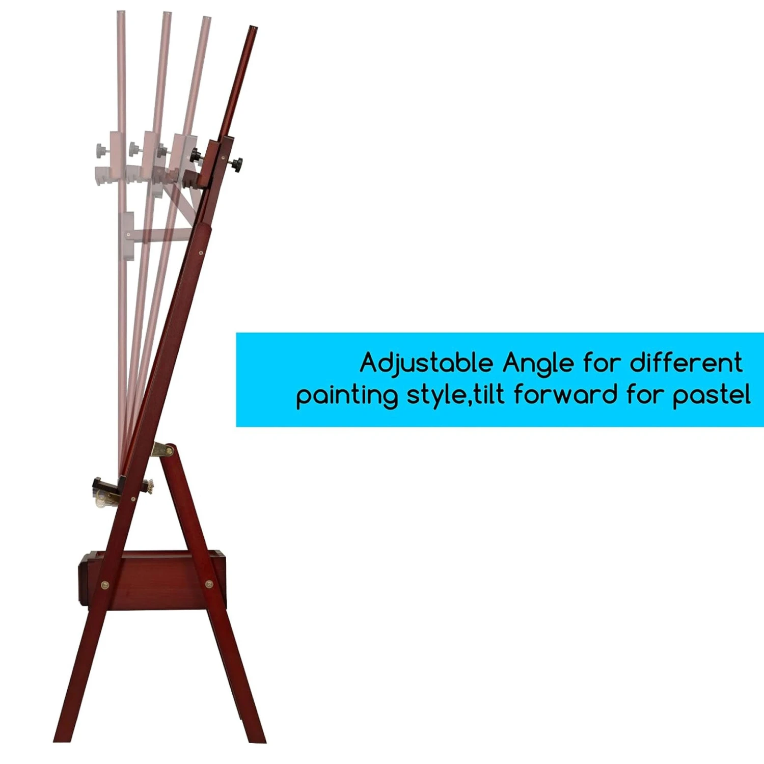 MEEDEN Forward Tilt H Frame Floor Easel With Drawer - Deep Walnut 7 MEEDEN Forward Tilt H Frame Floor Easel With Drawer - Deep Walnut - Image 7