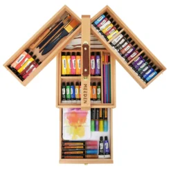 MEEDEN Wooden Art Supply Storage Box 3 Levels -Painting Tool Shop Meeden storage box contents