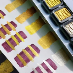 FINETEC Special Effects Watercolour Sets -Painting Tool Shop Metsllic watercolours finetec gold