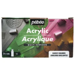 Pebeo Multi-Surface Acrylics Set - Glossy/Pearlescent Colours - 24 X 59ml -Painting Tool Shop Mutli Surface Acry Glossy 1