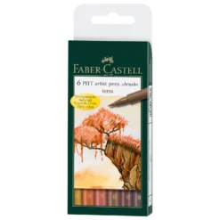 Faber-Castell Fine Pitt Brush Pen Sets Of 6 -Painting Tool Shop Pitt Brush 6 Terra