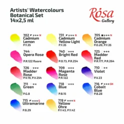 Rosa Gallery Watercolour - 14 X Whole Pan Tin Set - Botanical -Painting Tool Shop Rosa gallery botanical 2