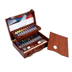 Sennelier Wooden Artists Oil - Wooden Box Set Of 22 X 40ml Tubes + Accessories