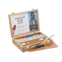 Sennelier Rive Gauche Wooden Box Set - Fast Drying Oils - 12 X 40ml & Accessories