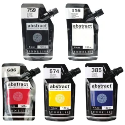 Sennelier Abstract Acrylic Paint Pouches - 5 X 120ml - Primary Set -Painting Tool Shop Sennelier abstract primary set