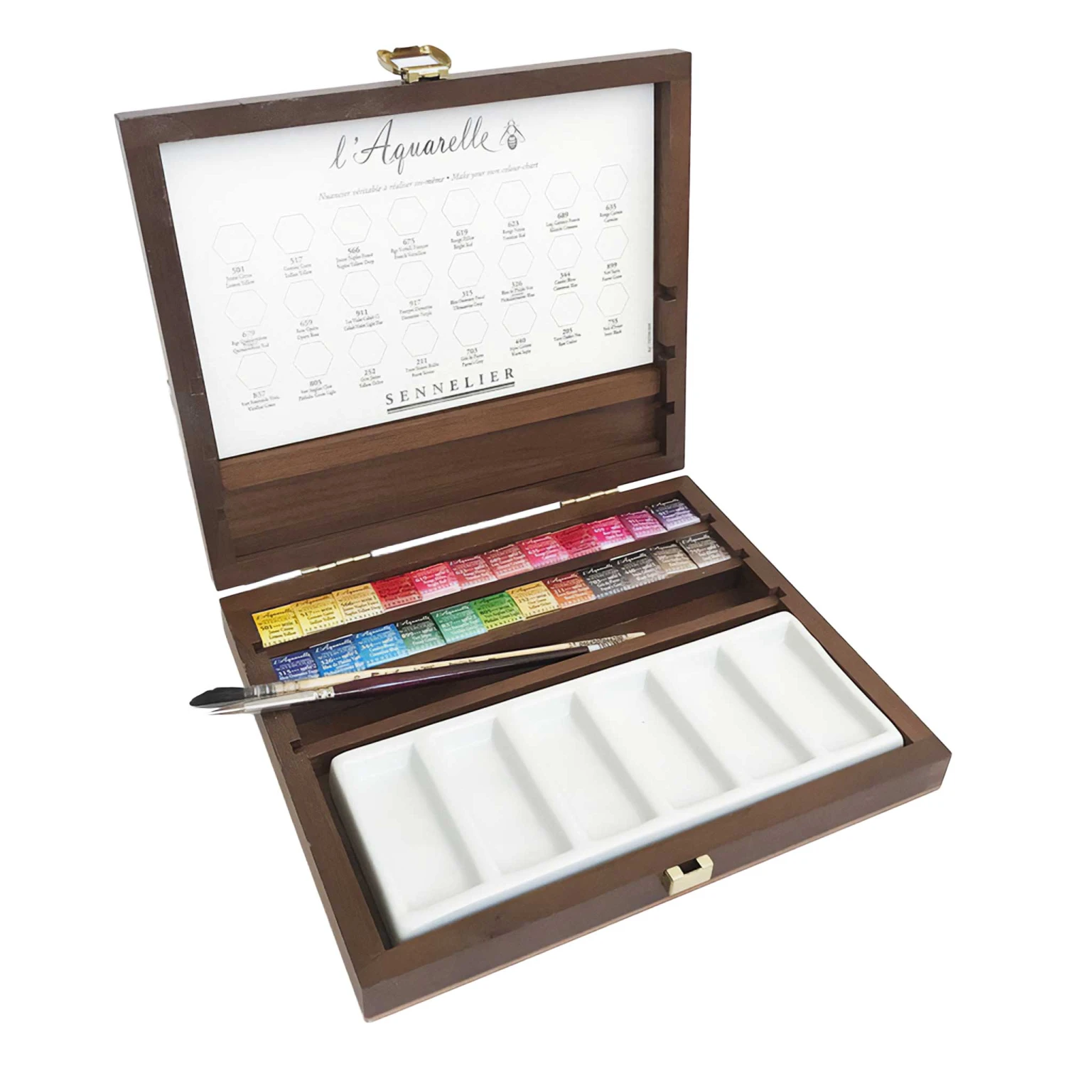 Sennelier L'Aquarelle Luxury Watercolour Half Pan Box - Set Of 24 With Accessories 1 Sennelier L'Aquarelle Luxury Watercolour Half Pan Box - Set Of 24 With Accessories