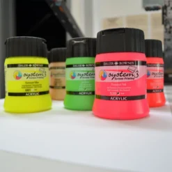 Daler-Rowney System3 Screen Printing Acrylic Colour - 250ml - (Black Cap) -Painting Tool Shop Sys3 Screen Printing 3