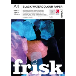 Frisk Black Watercolour Paper Pad 320gsm - 12 Sheets