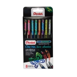 Pentel Hybrid Dual Metallic Gel Rollerball - Mixed Colours (Pack Of 8)