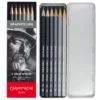 Caran D'Ache 6 Grafwood Artist Graphite Pencils + Metal Box