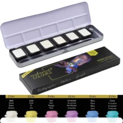 FINETEC Premium Metallic-Pearlescent-Iridescent Watercolour Set -Painting Tool Shop high Sparkle watercolour set