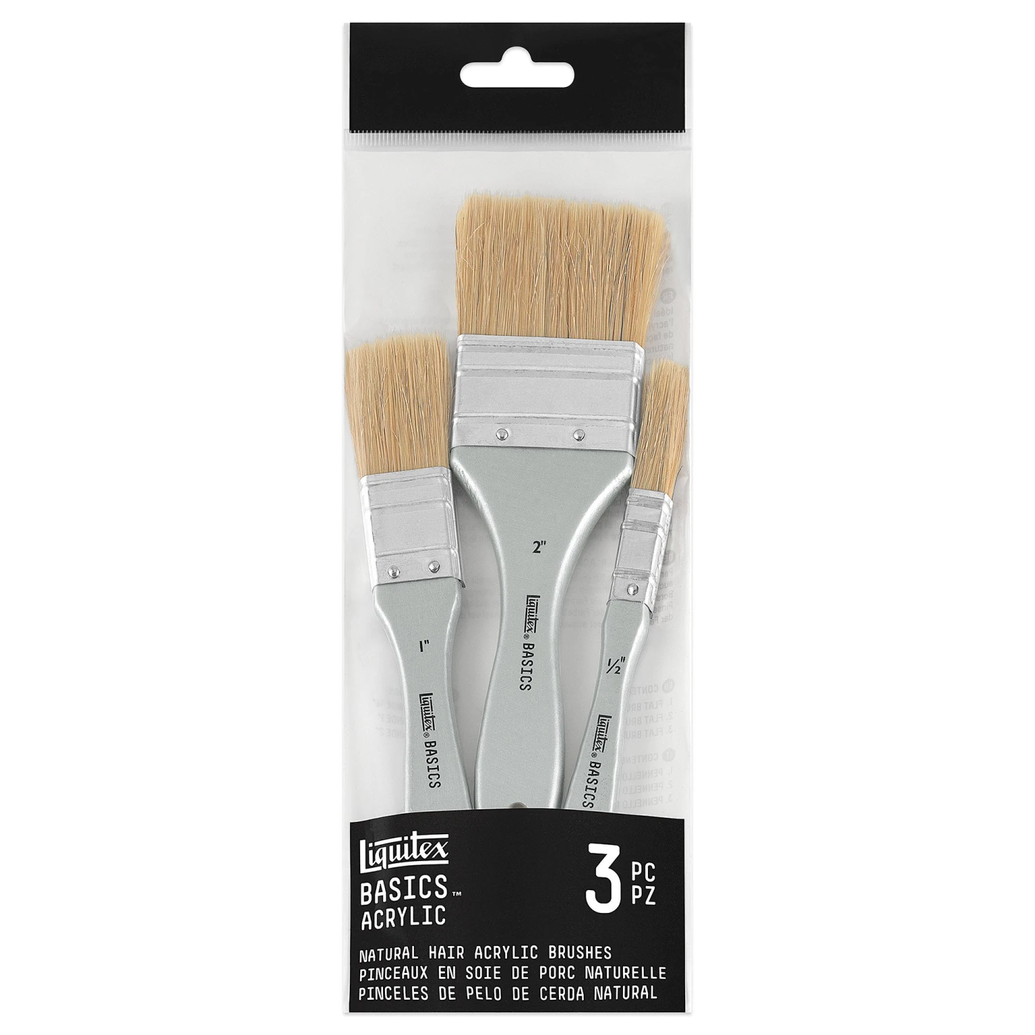 Liquitex Basics Natural Hair Acrylic Brushes - Pack Of 3 1 Liquitex Basics Natural Hair Acrylic Brushes - Pack Of 3