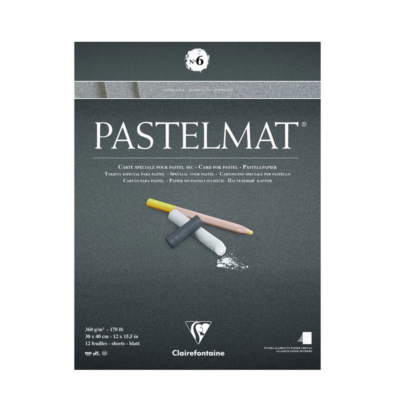 Clairefontaine Pastelmat Pad No. 6 360g 30x40cm ANTHRACITE 1 Clairefontaine Pastelmat Pad No. 6 360g 30x40cm ANTHRACITE