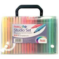 Pentel Arts STUDIO Fibre-Tipped Pens - Set Of 35
