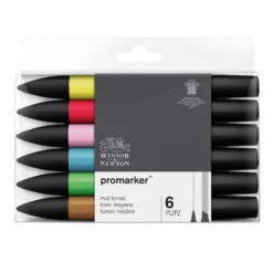 Winsor & Newton Promarkers Collectors Sets Of 6 -Painting Tool Shop winsor newton promarker set mid tones